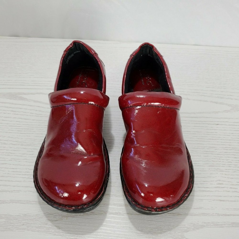 Born Mules Clogs Vegan Red Patent Slip On Nurse - Picture 2 of 8